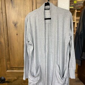 L.L. Bean Soft Flex Gray Open Front Long Cardigan